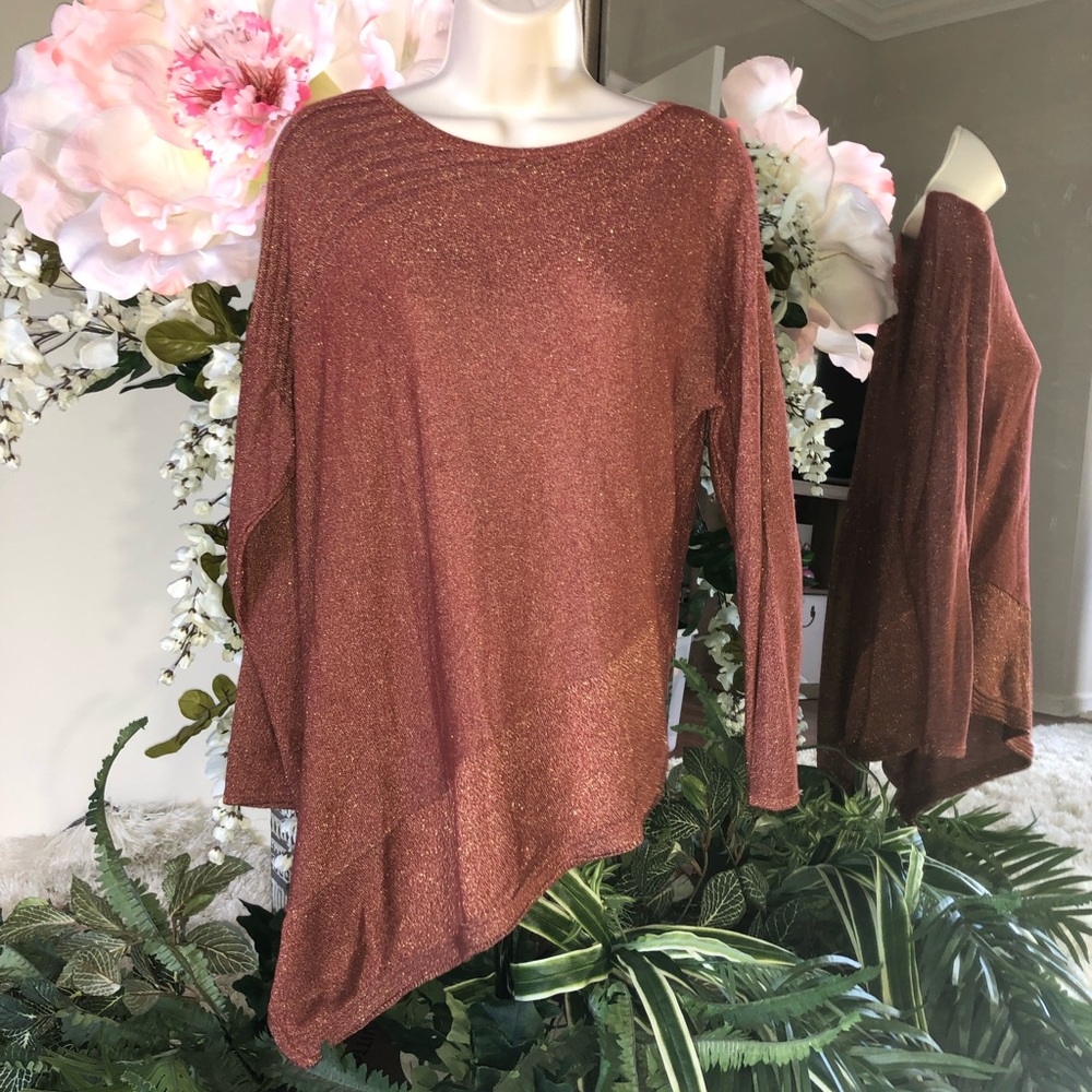 Chicos Asymmetrical Metallic Sweater - Size 2